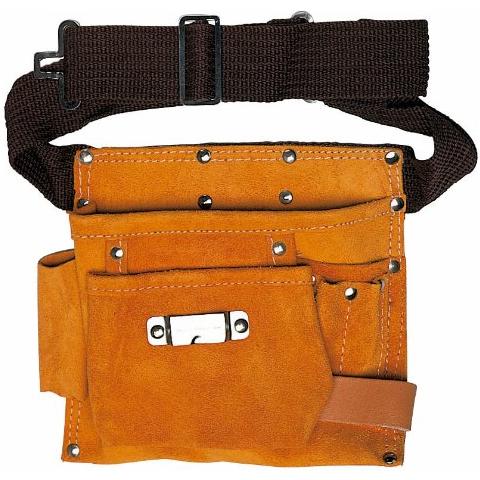 Borsa porta attrezzi in crosta scamosciata con 2 tasche e 2 asole - Foto 2