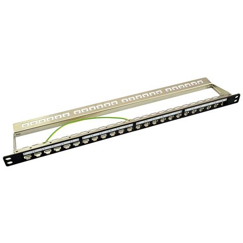 I-KS PP-24-NEH - Pannello Patch Modulare 24 RJ45 Keystone Schermato 0.5U STP 1HE Nero - Foto 1
