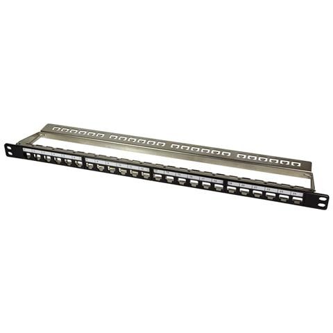 I-KS PP-24-NEH - Pannello Patch Modulare 24 RJ45 Keystone Schermato 0.5U STP 1HE Nero - Foto 2