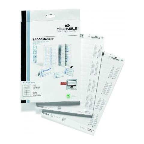 Inserto Cartoncino Per Portanome 17x67 Mm 600 Inserti Bianco - Foto 1