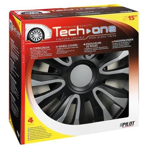 Copricerchi Auto Universali 15 Pollici Tech-one Avalone Silver Black 31622 - Foto 2