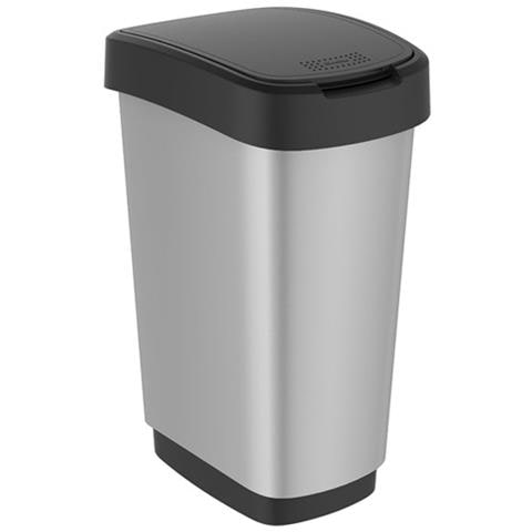 Pattumiera Swing Twist Argento E Nera Misura 33,3x25,2 Cm Di - Foto 1