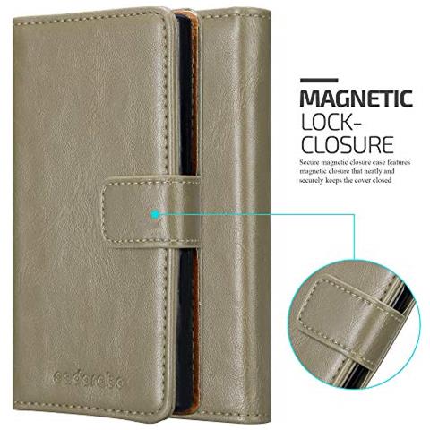 Custodia Compatibile Con Nokia Lumia 950 In Marrone Cappuccino - Coperchio Protettiva Con Chiusura Magnetica, Funzione Stand E Tasca Per Le Carte - Foto 2