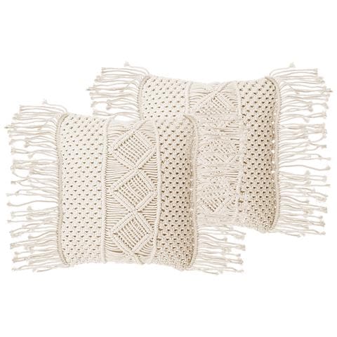 Set Di 2 Cuscini In Cotone Macramè Beige 40 X 45 Cm Yortan - Foto 15