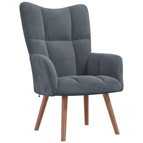 Sedia Relax Grigio Scuro in Velluto - Foto 1