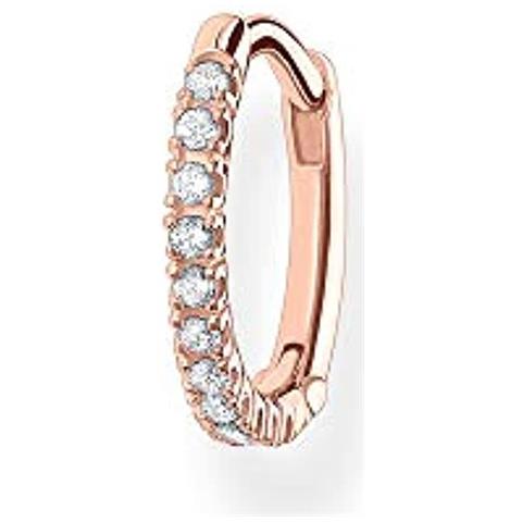 , Orecchini A Cerchio Da Donna Con Pietre Bianche Placcate In Oro Rosa Su Base In Argento Sterling 925, Cr659-416-14 - Foto 1