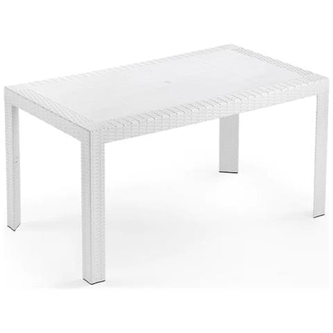 Tavolo Effetto Rattan Joker Bianco Cm 138x78xh72 - Foto 1