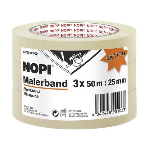 Nopi 04790-00000-01 Malerabdeckband Beige (l X B) 50 M X 25 Mm 3 Rolle (n) (04790-00000-01) - Foto 1
