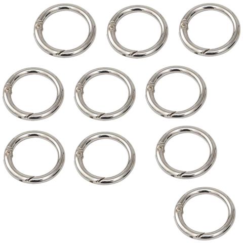 Portachiavi Rotondi Con Moschettone, Confezione Da 10 Silver - Foto 1