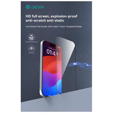 Pellicola in vetro temperato Full 3D per iPhone 15 - Foto 1