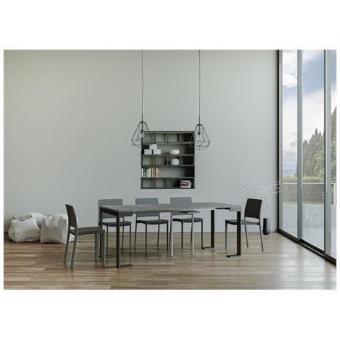 Consolle Allungabile 90x40/300 Cm Tecno Evolution Telaio Antracite - Cemento - Foto 6