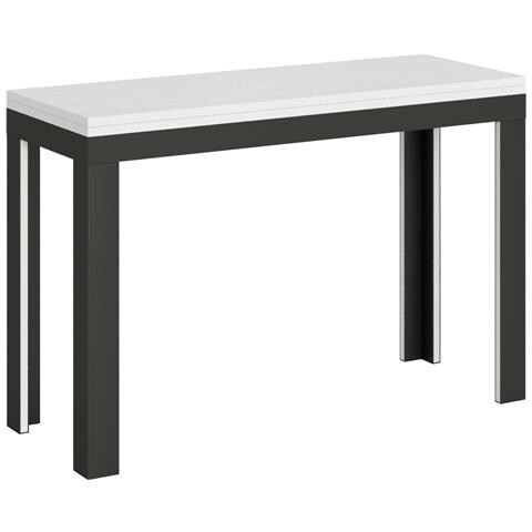 Tavolo Apribile 120/200x45/90 Cm Linea Double Telaio Antracite - Bianco Frassino - Foto 5