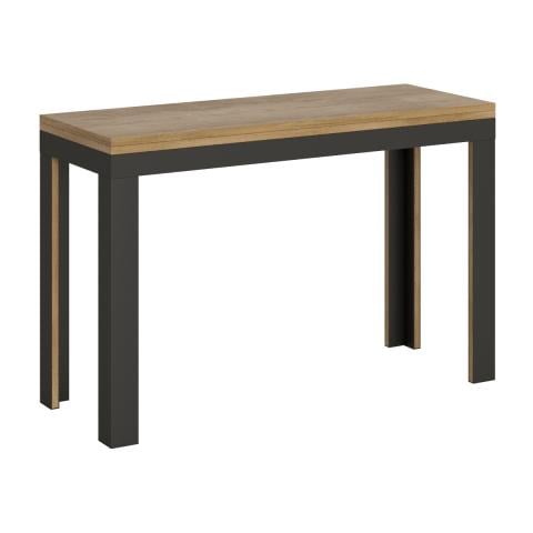 Tavolo Apribile 120/200x45/90 Cm Linea Double Telaio Antracite - Bianco Frassino - Foto 1
