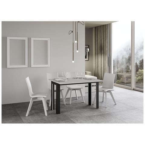 Tavolo Apribile 120/200x45/90 Cm Linea Double Telaio Antracite - Bianco Frassino - Foto 2