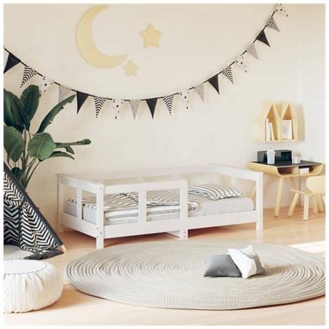 Giroletto per Bambini Bianco 70x140cm in Legno Massello di Pino - Foto 1