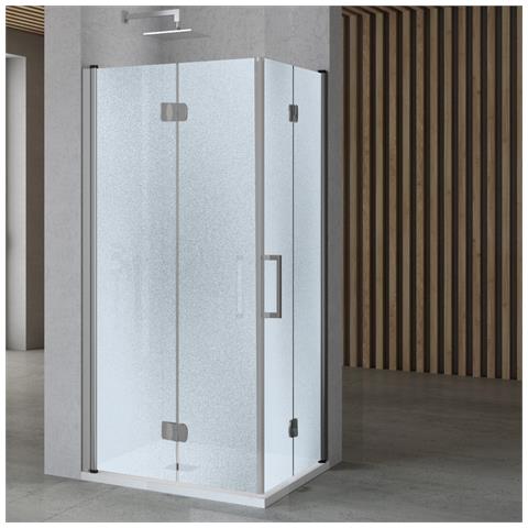 Porta Nicchia Doccia Pieghevole Modello Edera Cristallo Temperato 6 Millimetri *** Misure : 87-90xh195 Cm Stampato - Foto 1