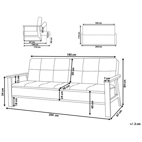 Divano Letto 3 Posti Tjorn Tessuto Grigio Chiaro - Foto 2