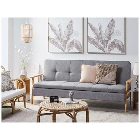 Divano Letto 3 Posti Tjorn Tessuto Grigio Chiaro - Foto 1