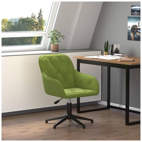 Sedia Da Ufficio Girevole Verde Chiaro In Velluto - Foto 1