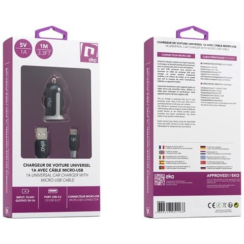 Set Caricatore Accendisigari 1a Con Cavo Micro-usb 1m, Nero - Foto 2