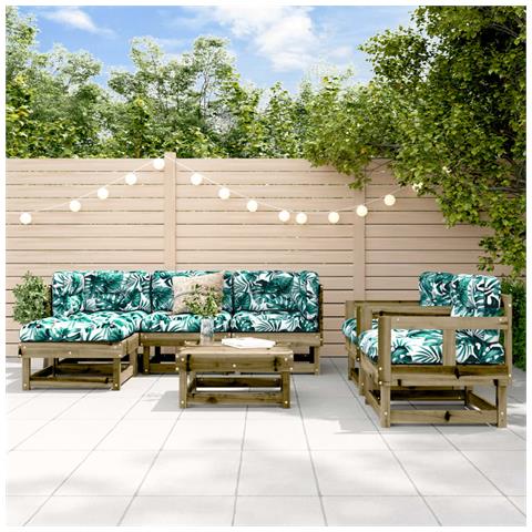 Set Salotto Da Giardino 7 Pz In Legno Impregnato Di Pino - Foto 7