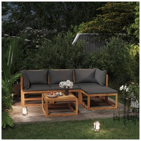 Set Salotto Da Giardino 5 Pz Con Cuscini Legno Massello Acacia - Foto 1