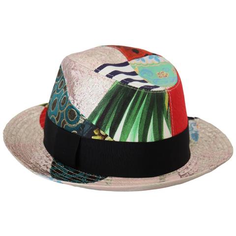 Cappello Fedora A Tesa Larga Da Donna Patchwork Multicolore - 57 Cm-s - Foto 5