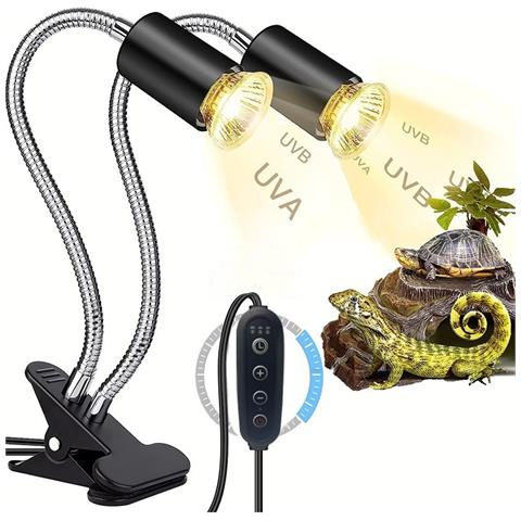 Lampada Riscaldante Doppia Per Terrario/lampada Uva Per Rettili - Foto 1