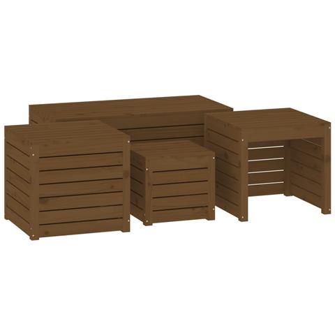 Set Cassette da Giardino 4 pz ambra in Legno Massello di Pino - Foto 1