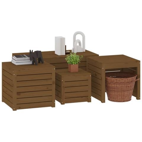 Set Cassette da Giardino 4 pz ambra in Legno Massello di Pino - Foto 10