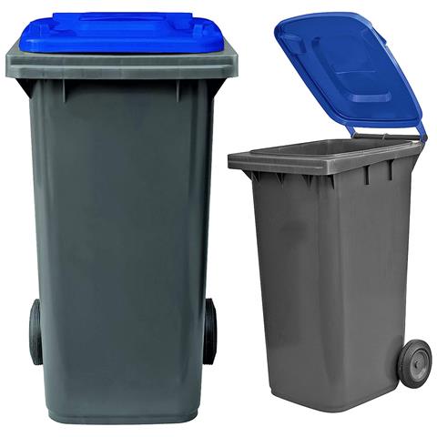 Bidone Per La Raccolta Differenziata Grande 240 Lt Base Grigia E Coperchio Marrone Condominio Hotel Ristoranti Certificato Uni En 840 Per Rifiuti E Riciclo - Foto 2