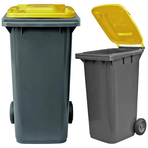 Bidone Per La Raccolta Differenziata Grande 240 Lt Base Grigia E Coperchio Marrone Condominio Hotel Ristoranti Certificato Uni En 840 Per Rifiuti E Riciclo - Foto 4