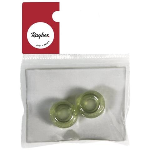 3 Pezzi - Perline In Vetro Con Foro Grande Ø12mm L. 5 Mm - Colore Verde Menta - Foto 1