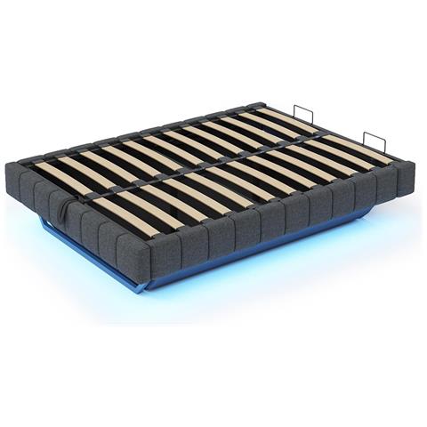 Letto Imbottito 160x200 Cm, Struttura Letto Flottante Idraulica, Senza Testiera , Grigio - Foto 4