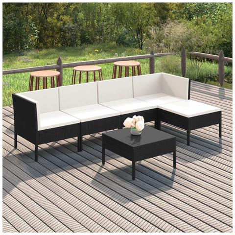 Set Divani Da Giardino 6 Pz Con Cuscini In Polyrattan Nero - Foto 8