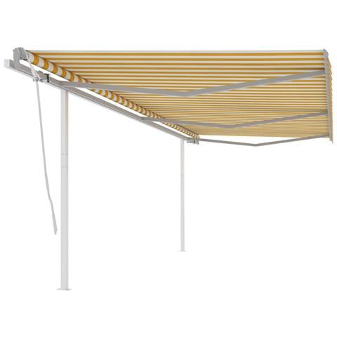 Lusso Casadino -  Tenda Da Sole Retrattile Manuale Con Pali 6x3,5 M Gialla Bianca - Foto 2