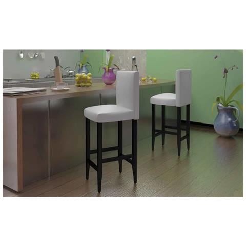 Sgabelli Da Bar 2 Pz Bianchi In Similpelle - Foto 6