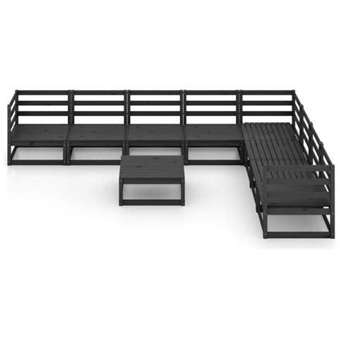 Set Divani Da Giardino 9 Pz Nero In Legno Massello Di Pino - Foto 2