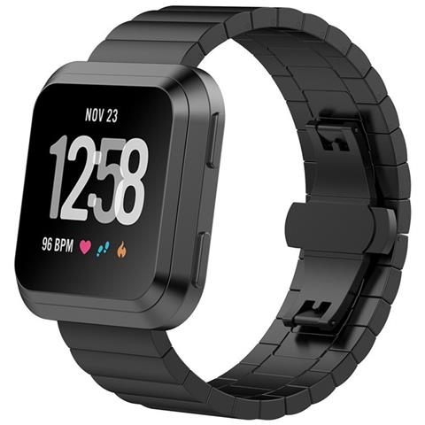 Cinturino Per Orologio Con Fibbia A Farfalla In Acciaio Inossidabile Per Fitbit Versa/lite Black - Foto 1