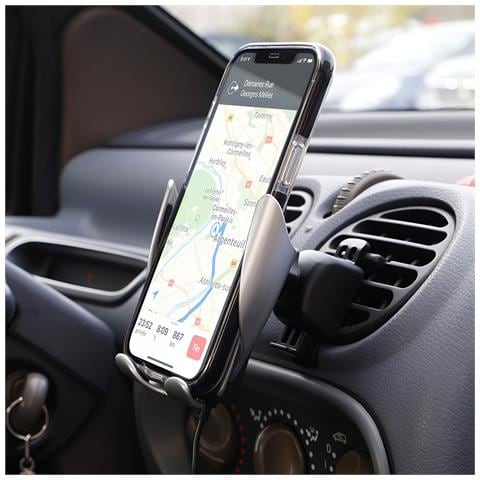 Supporto Auto Telefono Fino A 6,9"" Qi 15w, Nero / Argento - Foto 5