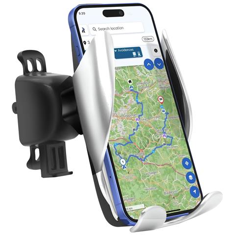 Supporto Auto Telefono Fino A 6,9"" Qi 15w, Nero / Argento - Foto 1