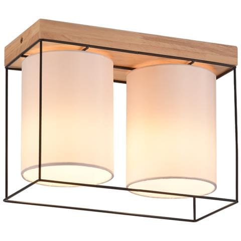 Lampada Da Soffitto Vintage E14 A 2 Lampadine Per Soggiorno Con Paralume In Tessuto Industriale - Foto 1