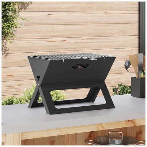 Griglia BBQ a Carbone - Pieghevole, Nera, 46x30x31 cm, Realizzata in Acciaio - Foto 2