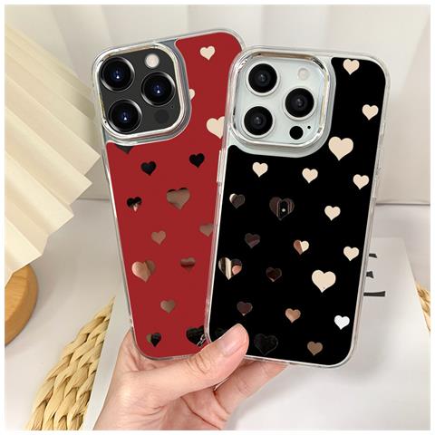 Custodia Per Iphone 14 (6.1) Con Verniciatura A Specchio - Cuore Nero - Foto 2