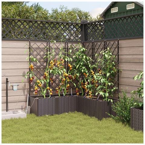 Vasi da Giardino con Sistema di Irrigazione 5 pezzi Marrone - Foto 2