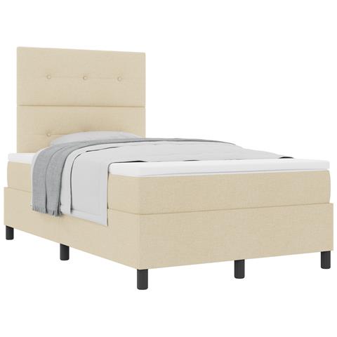 Letto a molle con materasso crema 120x200 cm tessuto - Foto 1