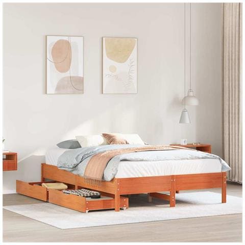 Letto senza Materasso Marrone Cera 120x200 cm in Legno di Pino - Foto 2