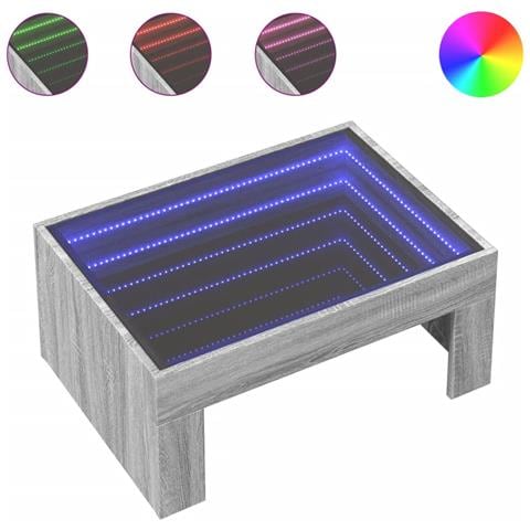 Tavolino da Salotto con LED Infinity Grigio Sonoma 70x50x30 cm - Foto 1