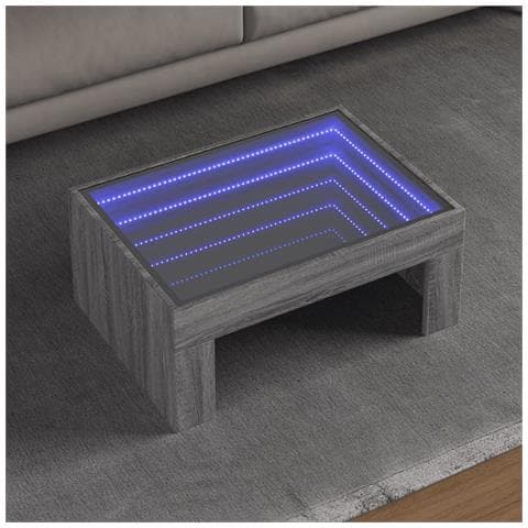 Tavolino da Salotto con LED Infinity Grigio Sonoma 70x50x30 cm - Foto 2