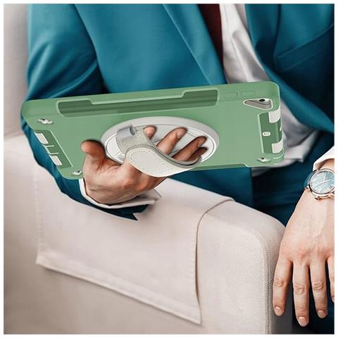 Custodia Per Ipad 9/8/7 10.2” Blindata Con Supporto Girevole Verde - Foto 2